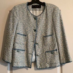 Zara Tweed Blazer - Blue & White Pattern